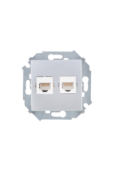Купить Simon 15 Алюминий Розетка компьютерная 2-ая RJ45 кат.5е 1591593-033