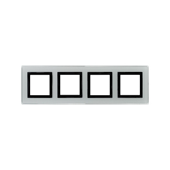 DKC Рамка из натурального стекла, "Avanti", светло-серая, 4 поста (8 мод.)
