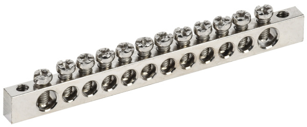 IEK Шина PEN "земля-ноль" 6х9мм 12/2 Ni (12групп/крепеж по краям) YNN11-12-100-N