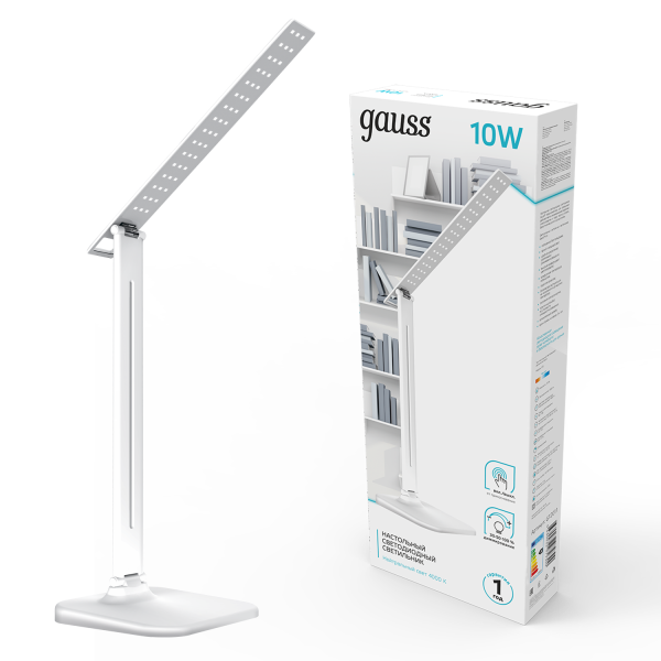 Купить Gauss Светильник настольный модель GTL201 10W 580lm 4000K 170-265V белый диммируемый LED 1/10/40 GT2011