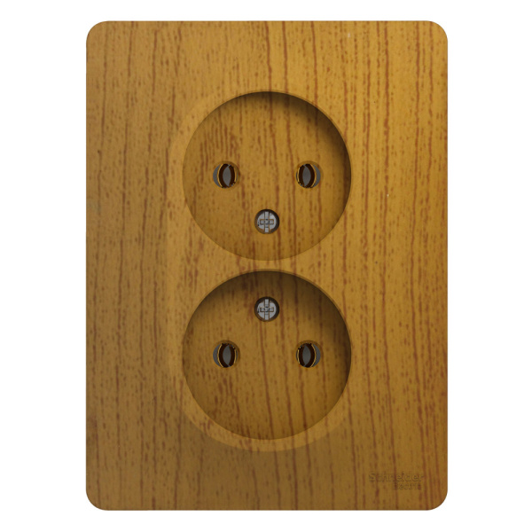 Systeme Electric Glossa Дерево Дуб Розетка 2-я б/з (в сборе с рамкой)