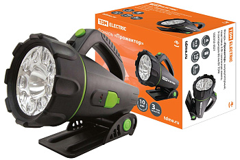 TDM Фонарь "Прожектор", аккумуляторный, подставка, 6 Вт галогенная лампа, 9 светодиодов 80 лм/Вт SQ0350-0021