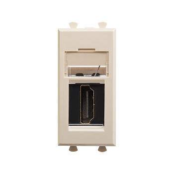 DKC HDMI розетка модульная, тип А-А, "Avanti", "Ванильная дымка", 1 модуль