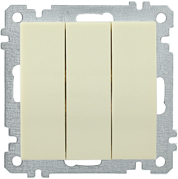 IEK ВС10-3-0-Б Выключатель трехклавишный 10А BOLERO кремовый EVB30-K33-10