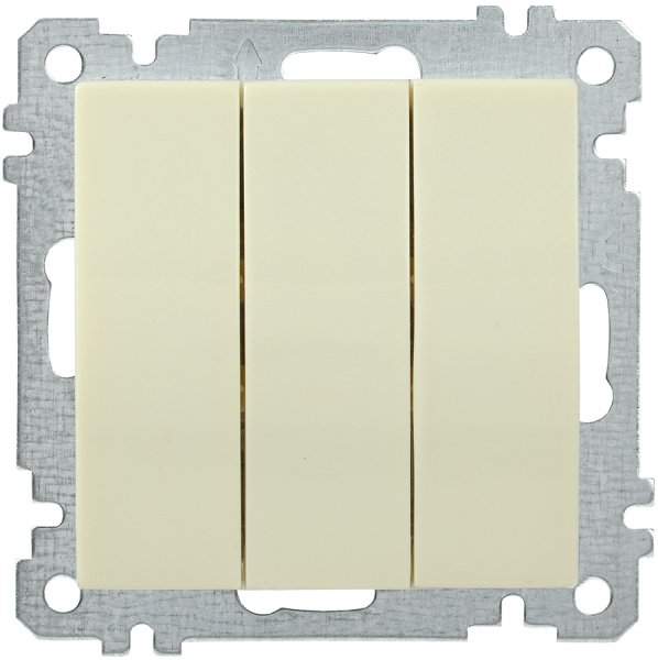 IEK ВС10-3-0-Б Выключатель трехклавишный 10А BOLERO кремовый EVB30-K33-10