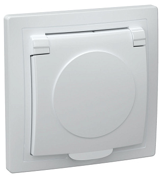 IEK KVARTA РСб10-3-КБ Розетка 1местн. c з/к с крышкой 16А (белый)