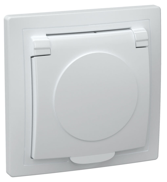 IEK KVARTA РСб10-3-КБ Розетка 1местн. c з/к с крышкой 16А (белый)