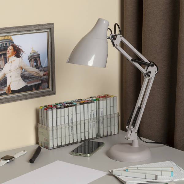 ЭРА наст.светильник N-123-Е27-40W-GY серый (12/96)