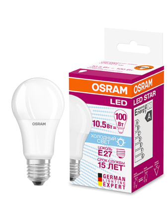 Osram Лампа светодиодная LEDSCLA100 10,5W/840 230VFR E27 FS1 4058075086678