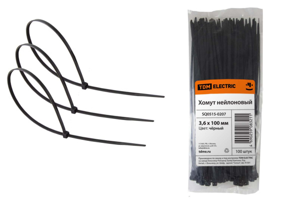 TDM Хомут 3,6х100мм нейлон (черный) (100шт) SQ0515-0207