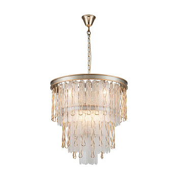 Favourite Classic подвесная люстра каркас цвета французского серебра с золотой окантовкой, декоративные элементы из металла золотого цвета, подвески и 2696-8P