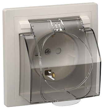 IEK KVARTA РСбш11-3-ККБ-44 Розетка 1местн. c з/к с защ. штор. с бол. кр. керамика IP44 16А (белый)