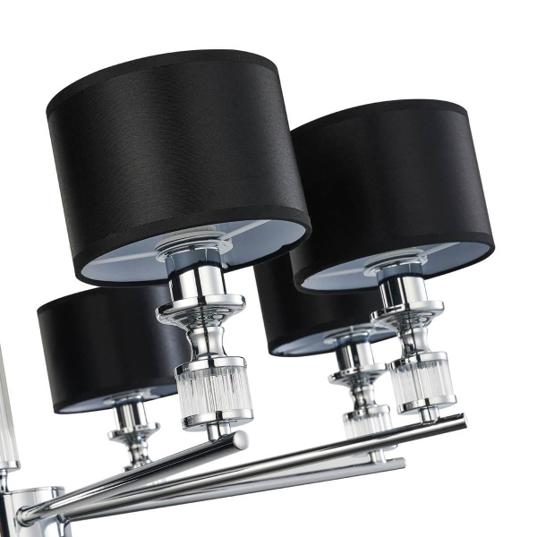 Купить Favourite 2674-8P подвесная люстра Каркас цвета хром, плафоны из серой ткани, декоративные элементы из прозрачного стекла