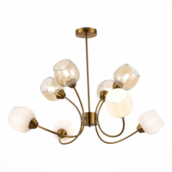 Evoluce SLE1136-302-08 Люстра потолочная Латунь/Белый, Коньячный E27 8*60W