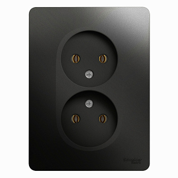 Systeme Electric Glossa Антрацит Розетка 2-ая б/з ,16А (в сборе)