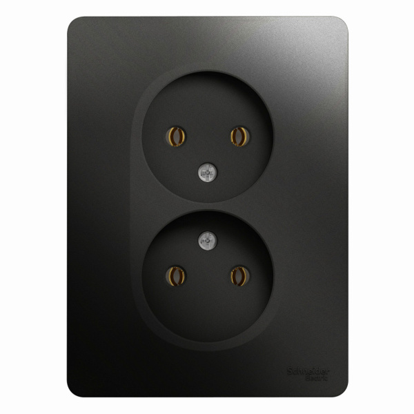 Systeme Electric Glossa Антрацит Розетка 2-ая б/з ,16А (в сборе)