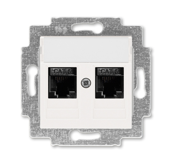 ABB EPJ Levit жемчуг / ледяной Розетка компьютерная, 2хRJ45 кат,6, жемчуг 2CHH296118A6068