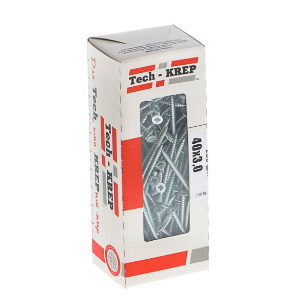 Tech-Krep Саморезы универсальные  40х3,0 мм (200 шт)  оцинкованные - коробка с ок. Tech-Kr 102166