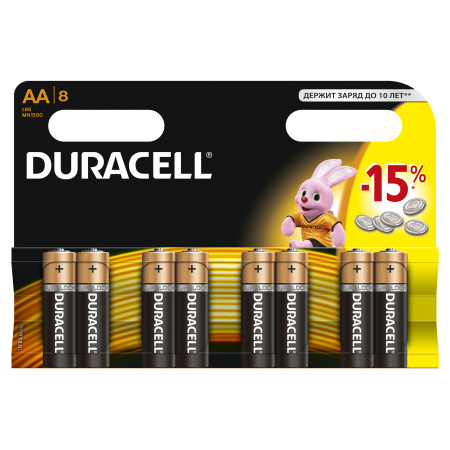 Duracell 81545410 Алкалиновая батарейка типа AA / LR6 / MN 1500" LR6-8BL BASIC C0037387