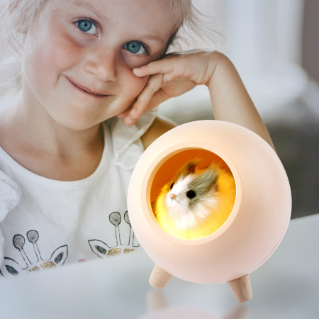 ЭРА Детский ночник - светильник светодиодный NLED-468-1W-P хомяк розовый Б0052816